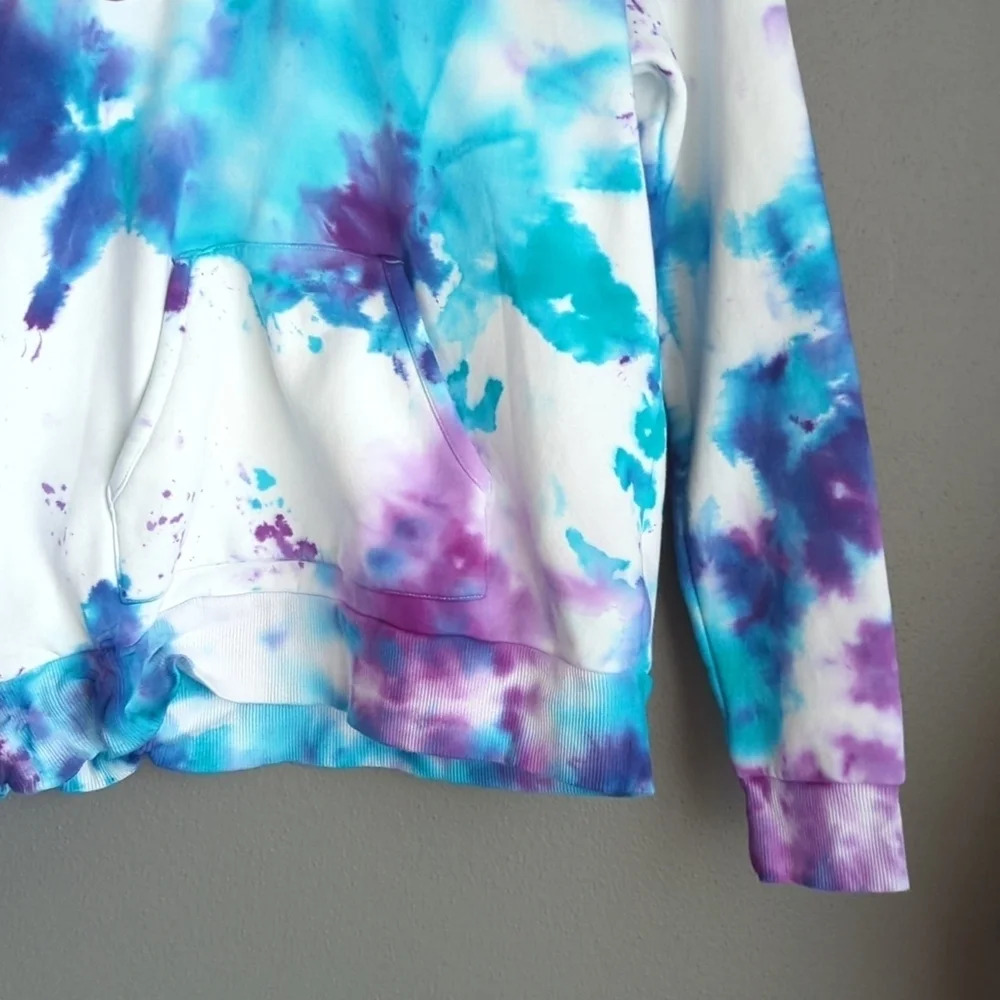 Tie dye Adidas Hoodie. Women's hoodie. Custom tie dye. Women's Medium hoodie - Picture 3 of 8